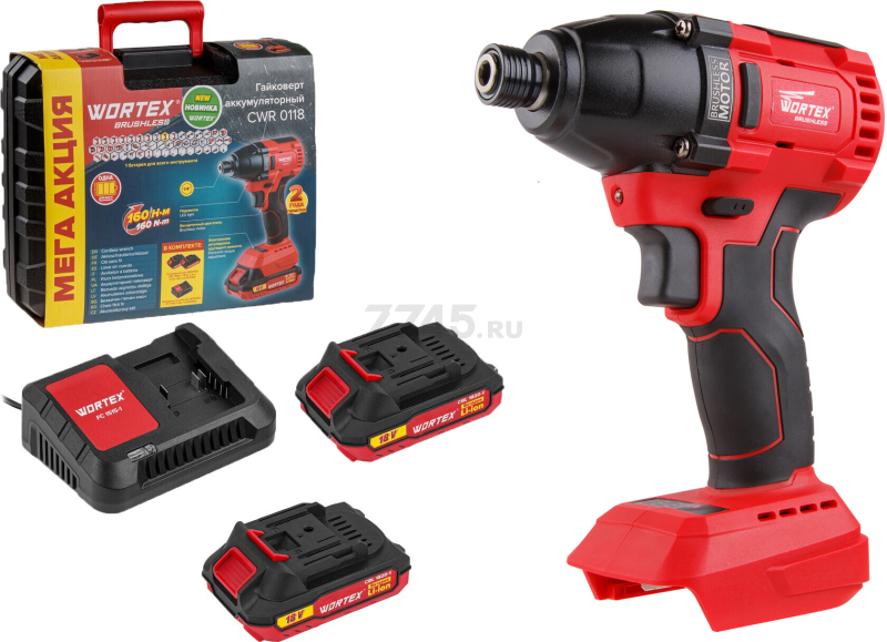 Шуруповерт (винтоверт) ударный аккумуляторный WORTEX CWR 0118 XLT SET (0329286) - Фото 6