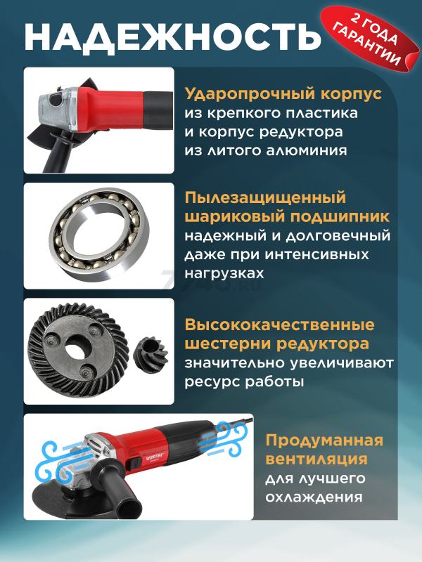 Шлифмашина угловая (болгарка) WORTEX AG 1207-5 (0333292) - Фото 4