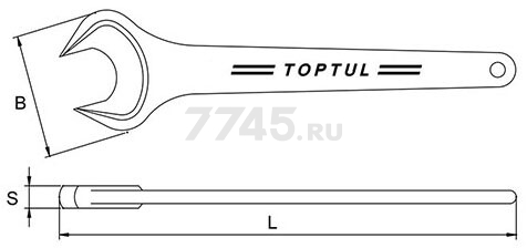 Ключ ударно-силовой рожковый 24 мм TOPTUL (AAAT2424) - Фото 2