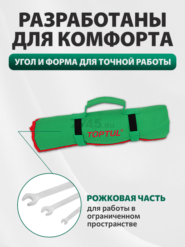 Набор ключей рожковых 6-22 мм 8 предметов TOPTUL (GAAA0812) - Фото 2