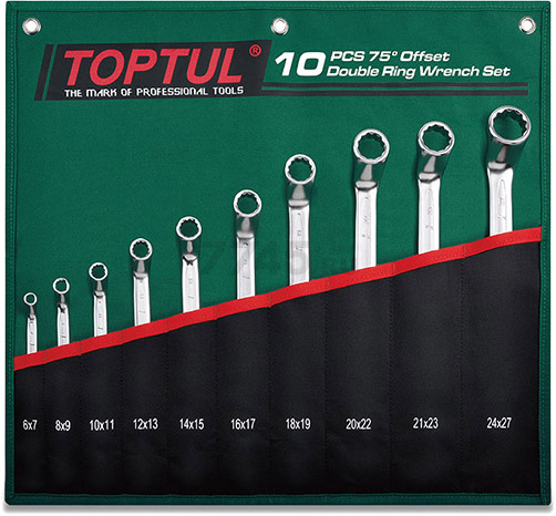 Набор ключей накидных 75° 10 предметов TOPTUL (GRAI1001)