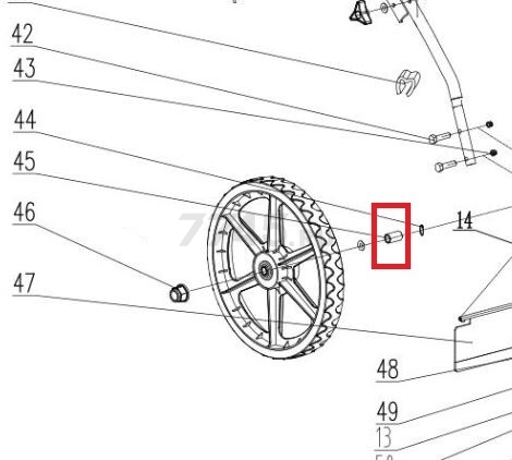 Втулка проставочная колеса правого для газонокосилки ECO LG-820 (624004)