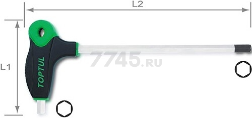Ключ шестигранный 7х97x203 мм TOPTUL L-Type (AGHD0720) - Фото 2