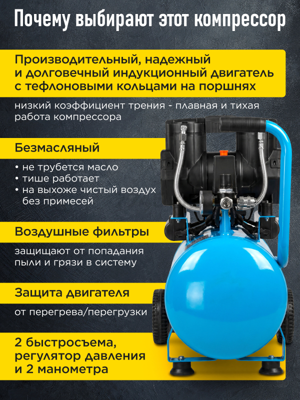 Компрессор безмасляный DGM AC-450F (DG2720-5) - Фото 7