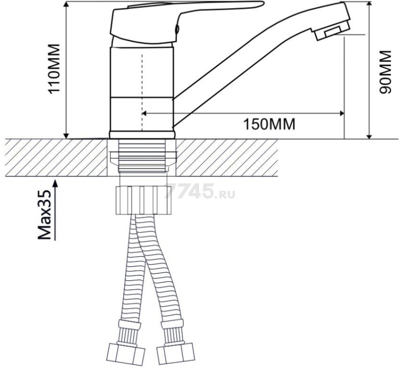 Смеситель для умывальника ECONOCE серия 240 (EC0248) - Фото 9
