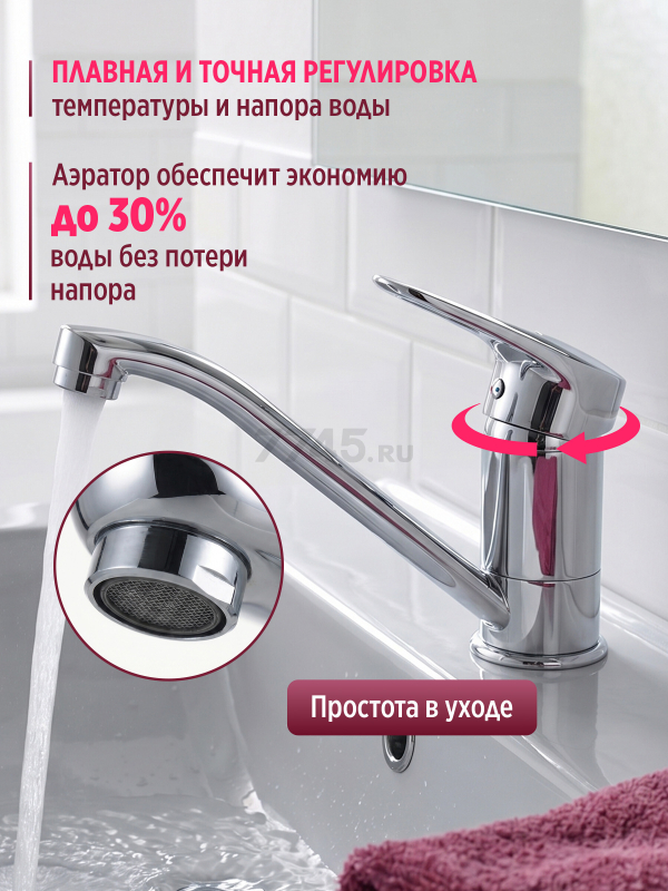 Смеситель для умывальника ECONOCE серия 240 (EC0248) - Фото 3