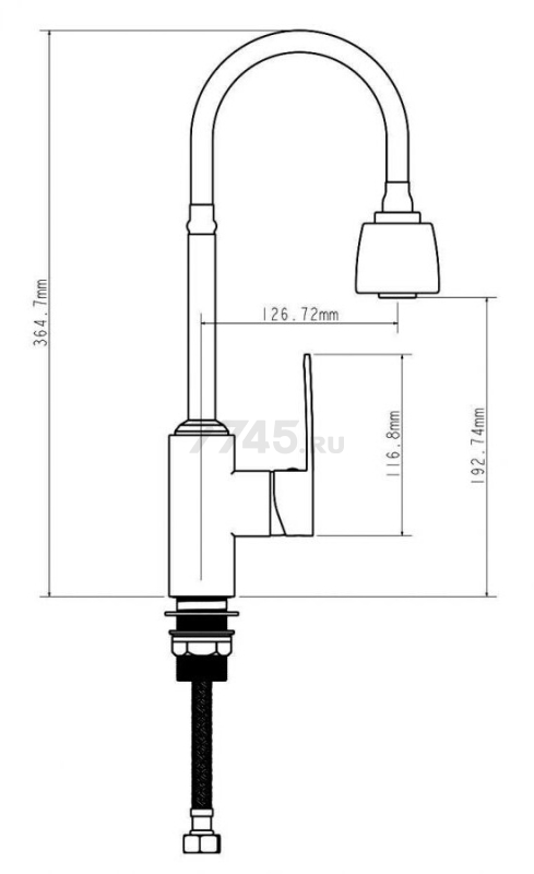 Смеситель для кухни ECONOCE серия 270 черный (EC0275BL) - Фото 11