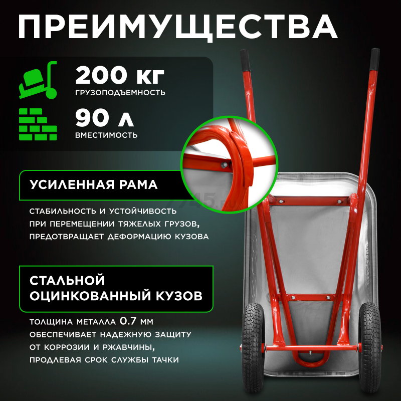 Тачка строительная ECO WB201-2 - Фото 2