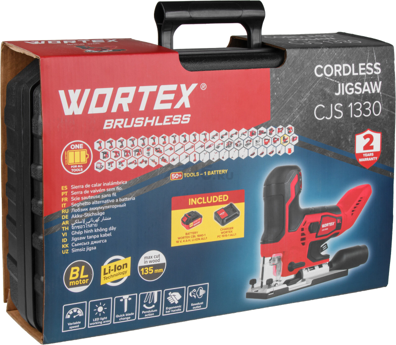 Лобзик аккумуляторный WORTEX CJS 1330 XLT SET (1325401) - Фото 16