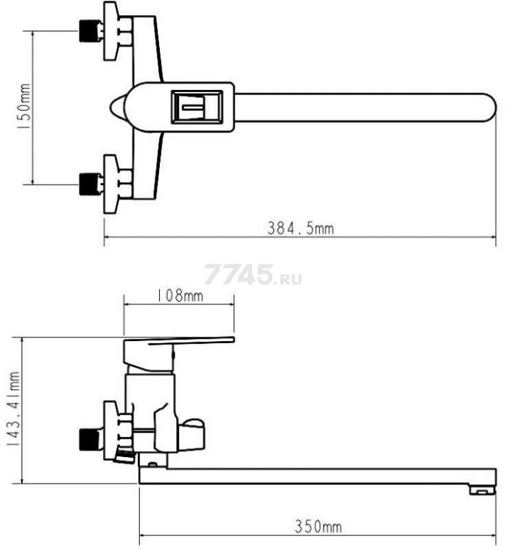 Смеситель для ванны ECONOCE серия 300 (EC0302) - Фото 2
