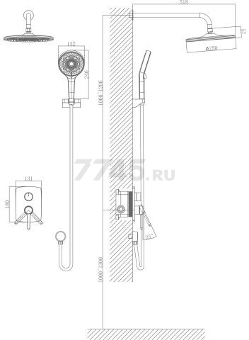 Душевая стойка A-FIVE серия Rose черный + красный (А5-1057) - Фото 3