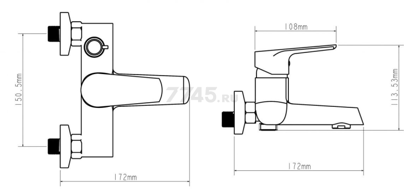 Смеситель для ванны ECONOCE серия 280 белый (EC0281WT) - Фото 2