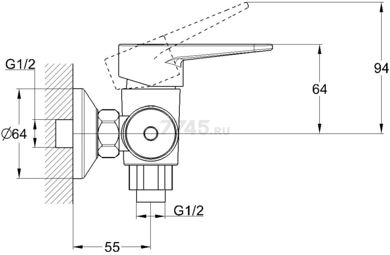Смеситель для душа D35 ECONOCE серия 400 (EC0404) - Фото 2