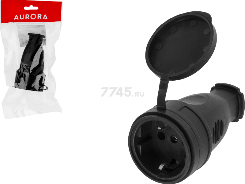 Розетка переносная 16А 250В с заземлением AURORA STARTUL черная (A100-012)