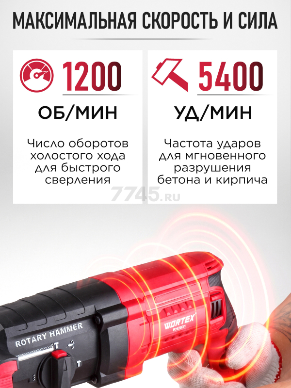 Перфоратор WORTEX RH 2831 (1333520) - Фото 6