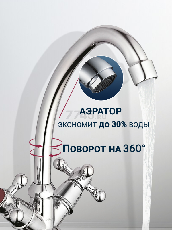 Смеситель для кухни ECONOCE серия 490 (EC0491) - Фото 3