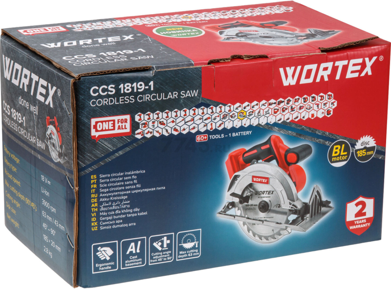 Пила циркулярная аккумуляторная WORTEX CCS 1819-1 XLT SOLO (1329532) - Фото 18
