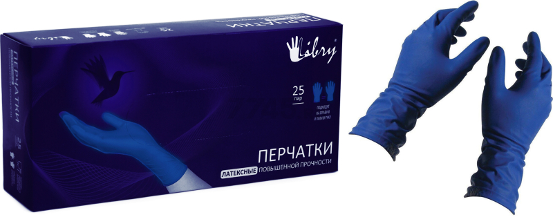 Перчатки латексные защитные размер M LIBRY (KHR002) - Фото 2