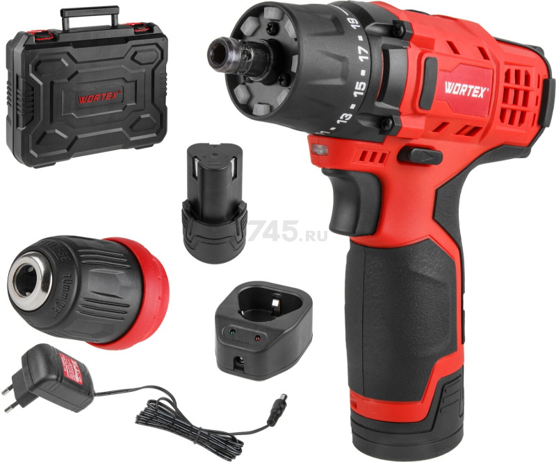 Дрель-шуруповерт аккумуляторная WORTEX BD 1215 Li SET (1326470) - Фото 10