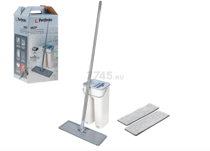 Швабра с отжимным ведром PERFECTO LINEA Scratch mop бежевая (43-012024) - Фото 7