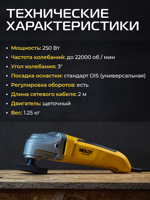 Многофункциональный инструмент (реноватор) MOLOT MSM 3125-1 (1335592) - Фото 3