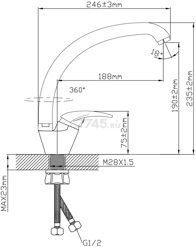Смеситель для кухни AV ENGINEERING Urs (AVURS4-A120-559) - Фото 2