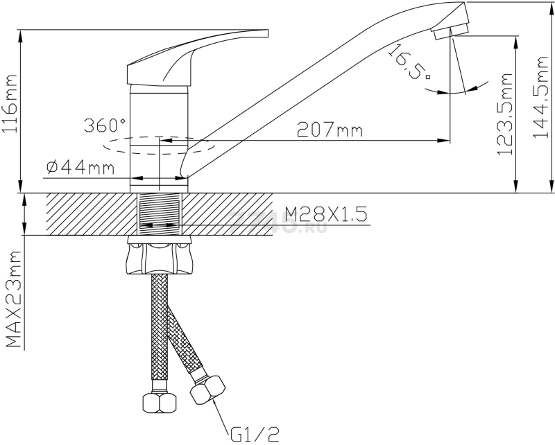 Смеситель для кухни AV ENGINEERING Urs (AVURS4-A120-449) - Фото 2