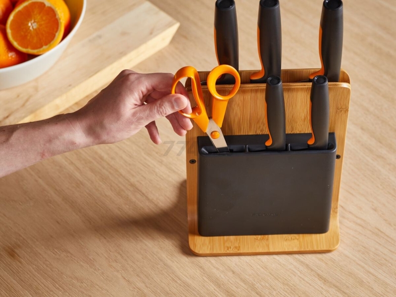 Набор ножей 5 штук FISKARS FF бамбуковый блок (1057552) - Фото 12