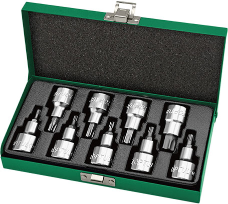 Набор бит TORX 1/2" 9 предметов T20-T60 TOPTUL (GAAD0903)