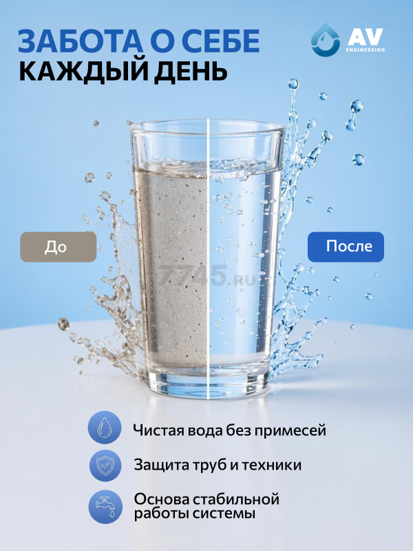Картридж из вспененного полипропилена 1 микрон AV ENGINEERING 10" (AVE119P1001A) - Фото 6