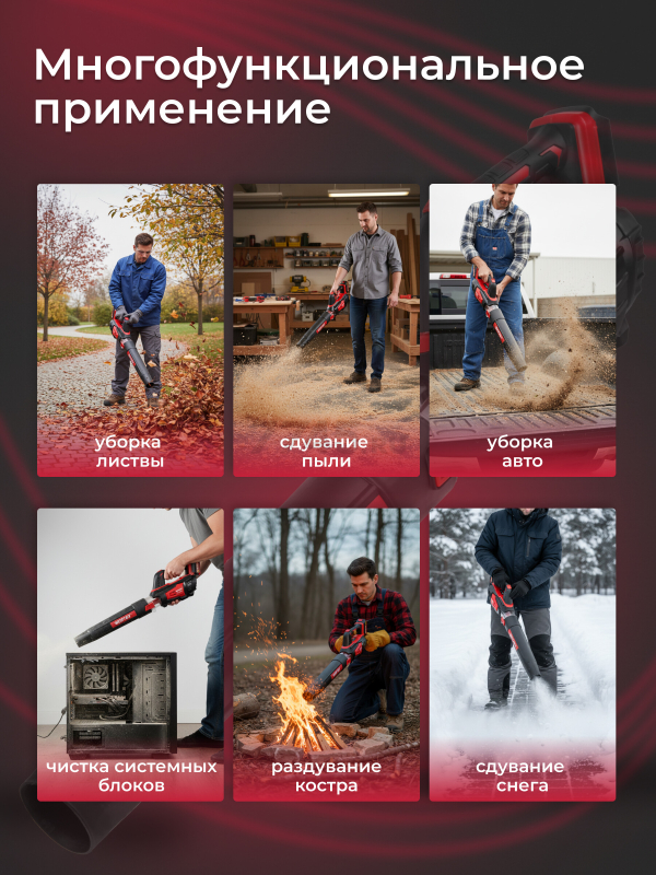 Воздуходувка аккумуляторная WORTEX BB 2018 D ALL1 (1333739) - Фото 2
