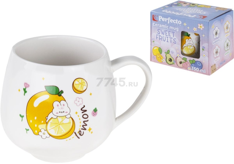 Кружка керамическая PERFECTO LINEA Sweet fruits лимон 350 мл (17-401111) - Фото 5