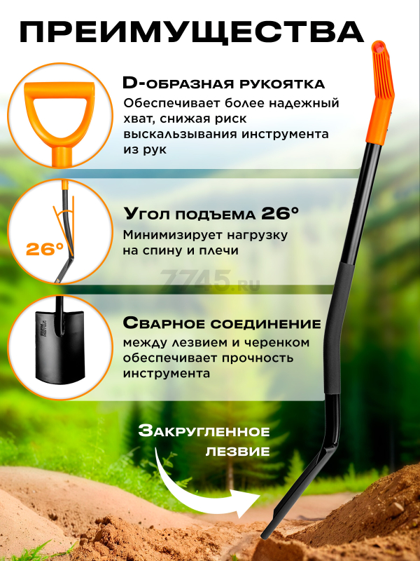 Лопата штыковая STARTUL Metsa (ST6080-13) - Фото 4