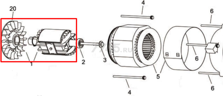 Ротор для генератора Eco PE-8000ES, PE-8501S3 (PES-03008)