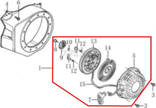 Стартер для двигателя 188F D-type (FMS-01281)