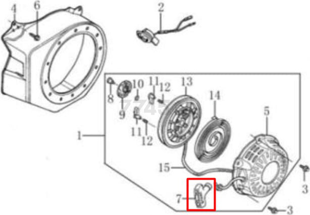 Ручка стартера для двигателя 168F/170F/177F/188F (FMS-01216)