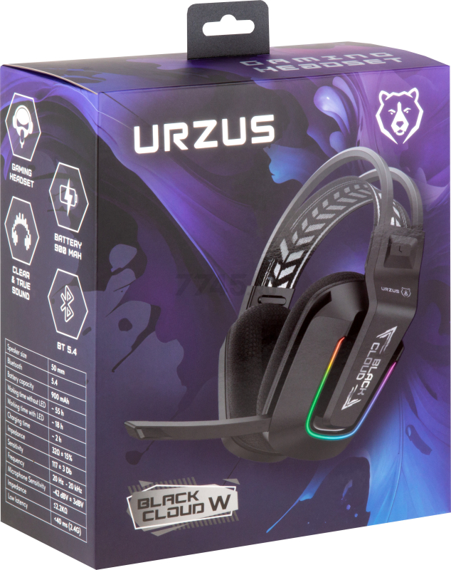 Наушники-гарнитура игровые беспроводные URZUS Black Cloud Wireless UR-5524123 - Фото 15