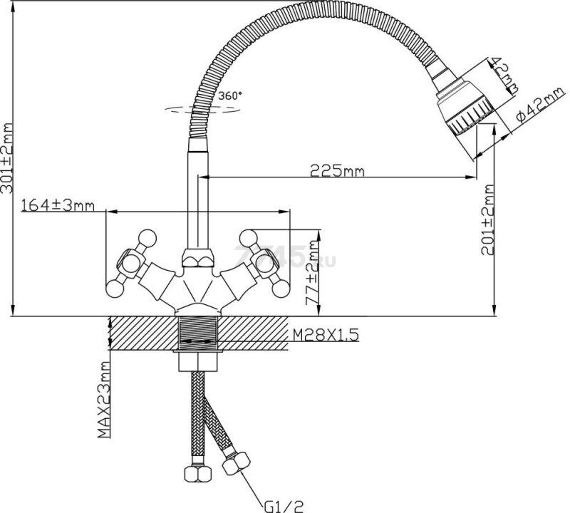 Смеситель для кухни AV ENGINEERING (AVROL4-D55) - Фото 2