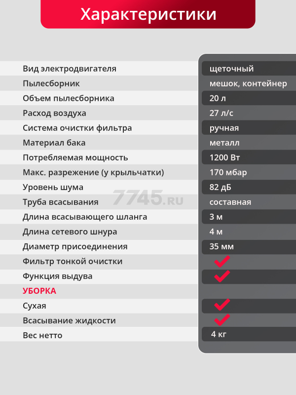Пылесос строительный WORTEX VC 1512-1 WS (1329991) - Фото 8