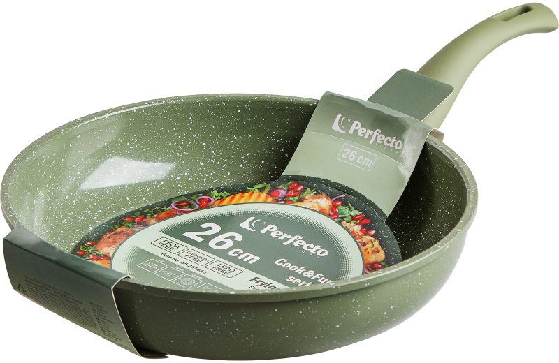 Сковорода алюминиевая 26 см PERFECTO LINEA Cook&Fun природный зелёный (55-265813) - Фото 11