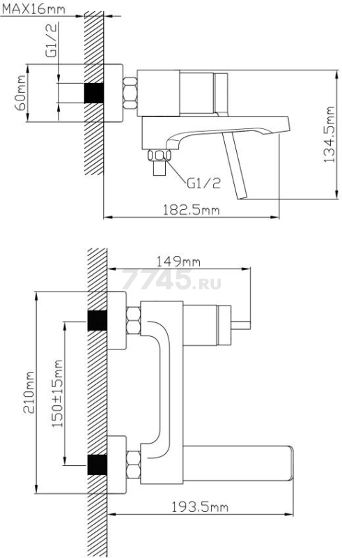 Смеситель для ванны ECONOCE D35 серия 750 (EC0752) - Фото 3