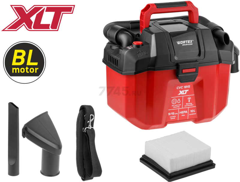 Пылесос строительный аккумуляторный WORTEX CVC 1815 ALL1 XLT SOLO (1334963) - Фото 7