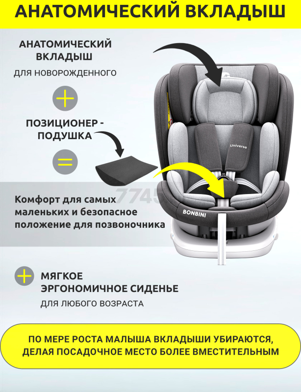 Автокресло BONBINI Universe Grey melange (BO-3231124) - Фото 6