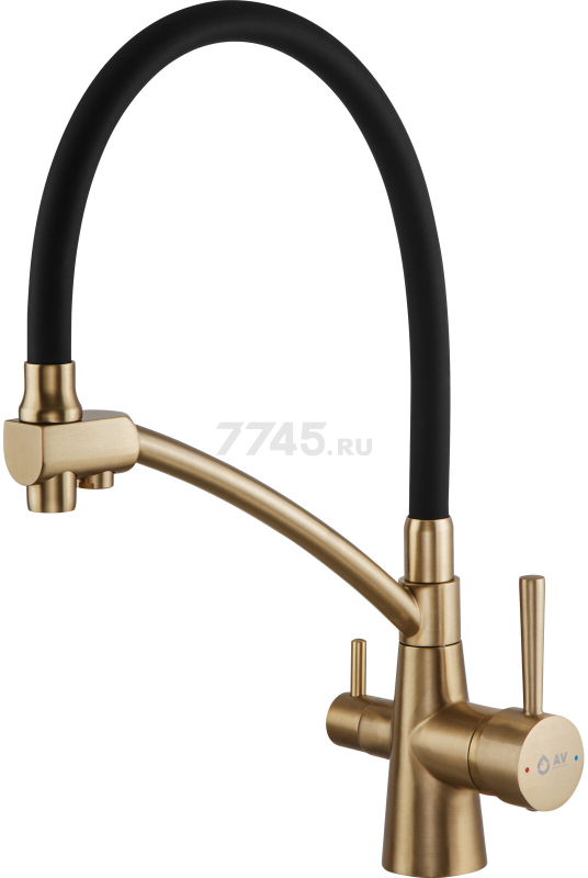 Смеситель для кухни AV ENGINEERING Lux D35 золотой, черный (AVLUX4-A49GLB)