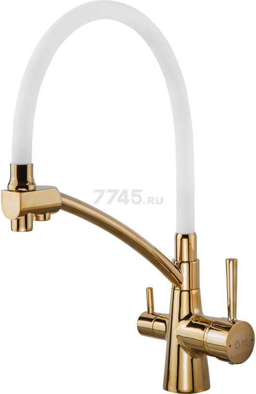 Смеситель для кухни AV ENGINEERING Lux D35 золотой, белый (AVLUX4-A49GLW)