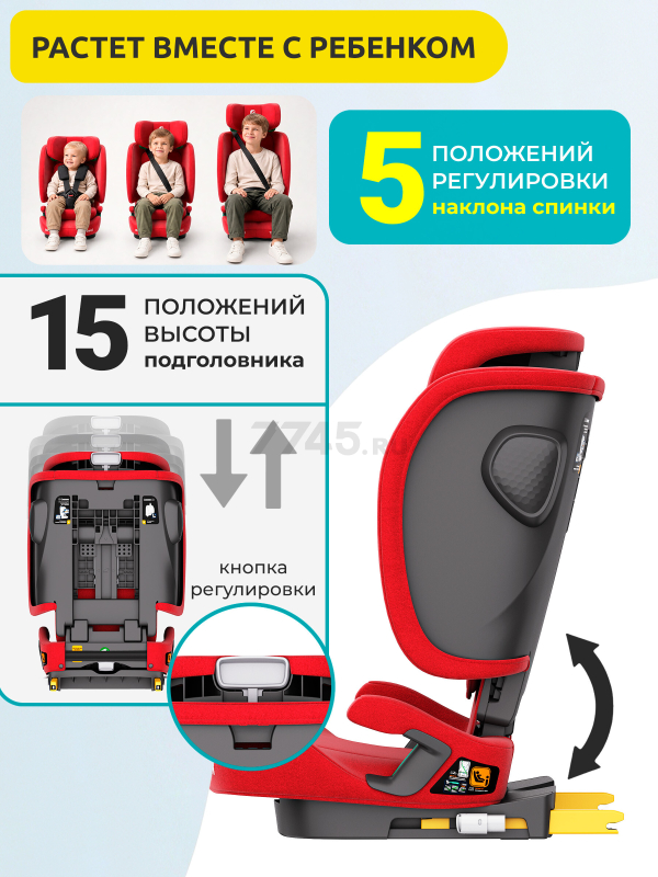 Автокресло BONBINI Travel Coral Red (BO-3231126) - Фото 7