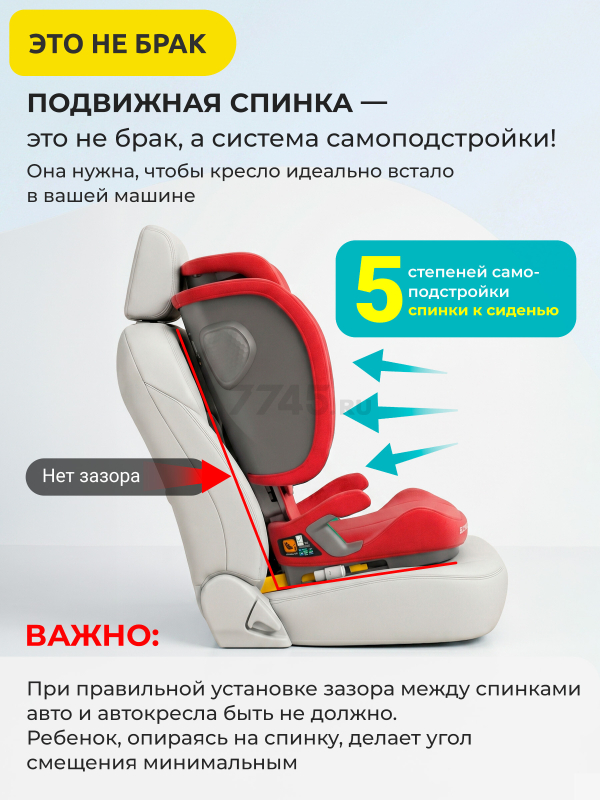 Автокресло BONBINI Travel Coral Red (BO-3231126) - Фото 8