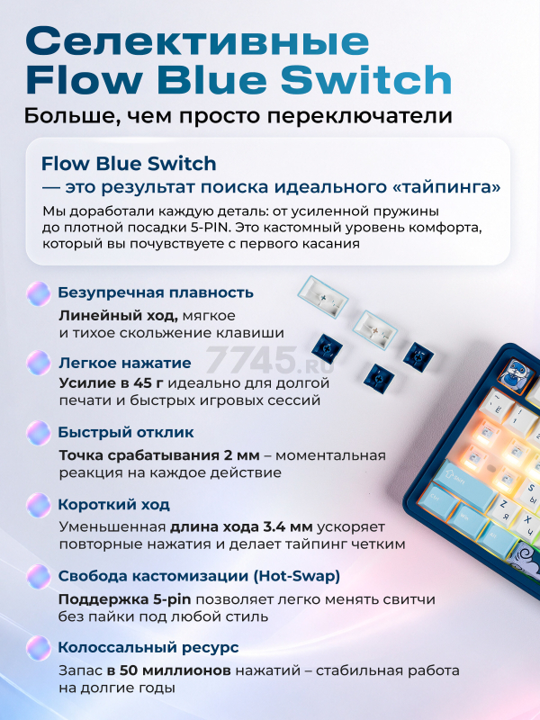 Клавиатура игровая механическая URZUS Neron UR-5317118 - Фото 4