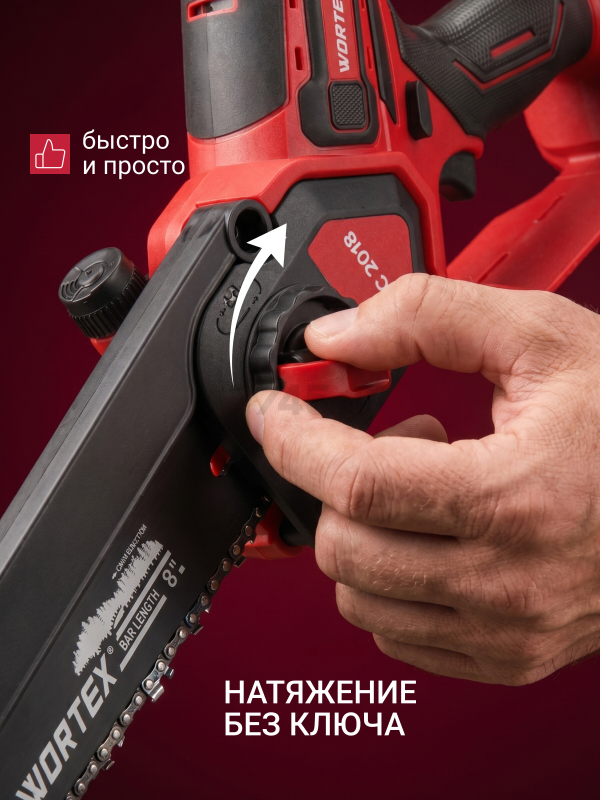 Пила цепная аккумуляторная WORTEX CEC 2018 ALL1 XLT SET (2329052) - Фото 6