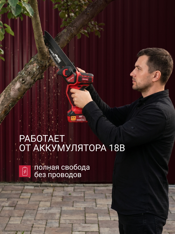 Пила цепная аккумуляторная WORTEX CEC 2018 ALL1 XLT SET (2329052) - Фото 10